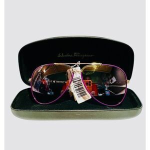 NWT Salvatore Ferragamo Aviator SunGlasses SC 131 736  NEW W/Case